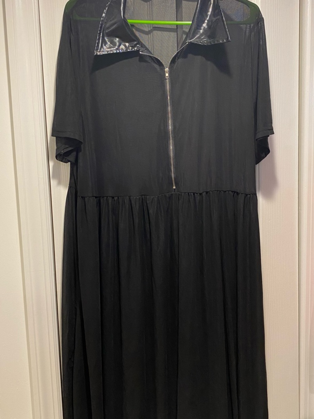 Oversized Black sheer Mesh  Dress with Zip Front